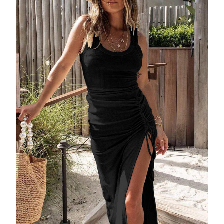 EVELYNA™ - Chic Ribbed Slit Bodycon Dress