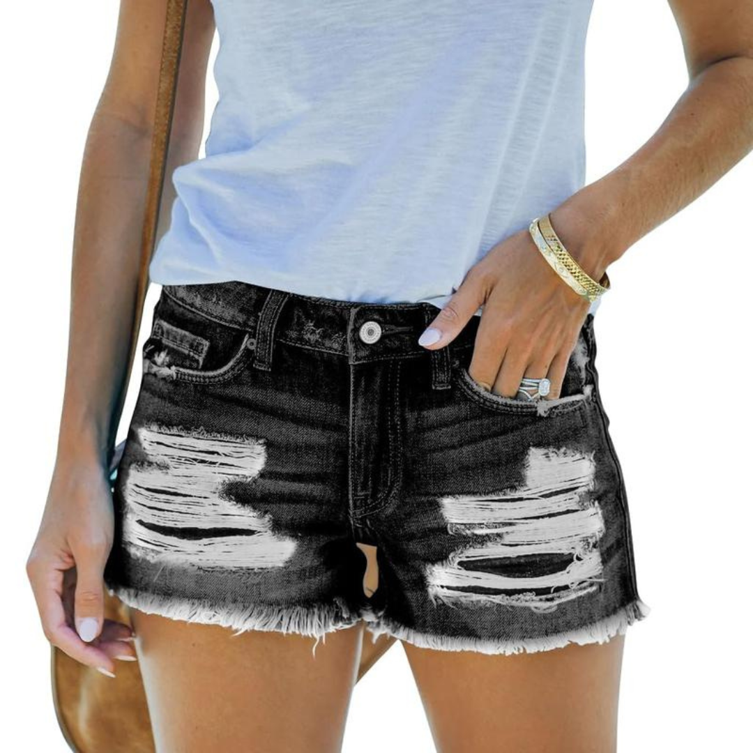 DOLORES™ – Daily Slim-Fit  Ripped Jean Shorts