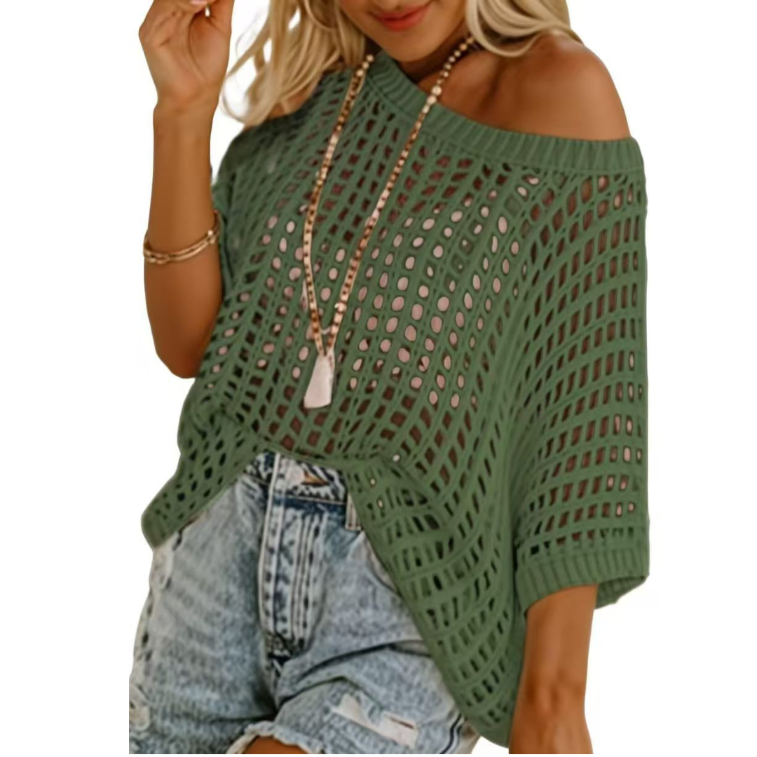 XONA™ - Summer Scoop Neck Crochet Top
